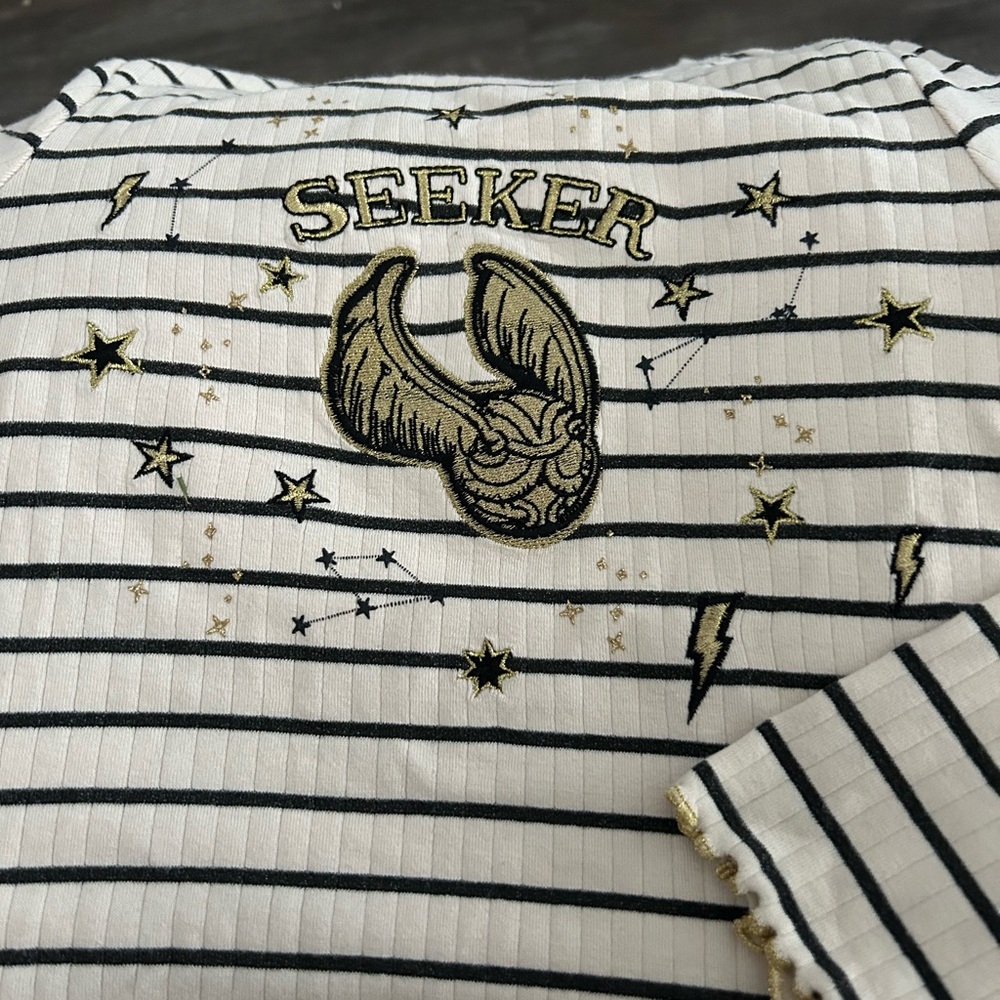 Kids Long Sleeve Tee - White and Gold